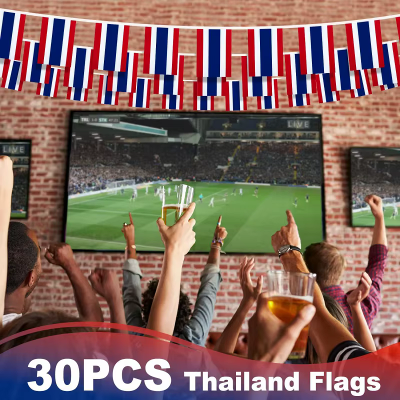 Bannière de fanion de drapeau de ficelle de thaïlande de drapeau de 5M/20, petit bannière de banderole de mini drapeaux thaïlandais, décoration de pays national pour l'école