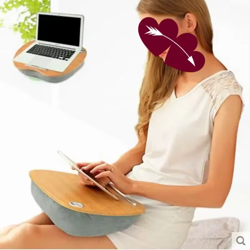 Mini Table multifonctionnelle pour ordinateur portable, supports pour coussin/téléphone/livre portable pique-nique/Camping/canapé, coussin de siège, tasse, plateau en bois