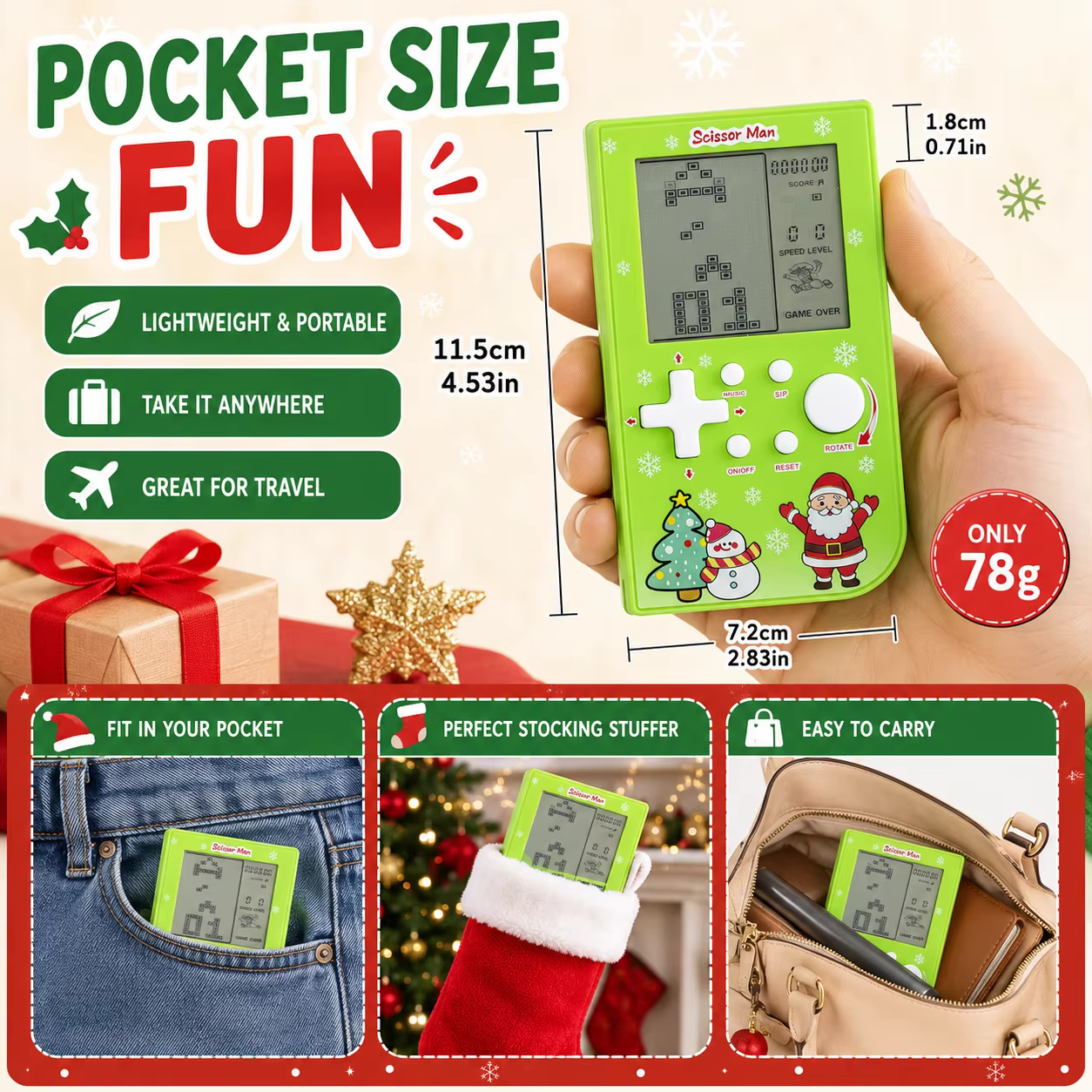 Mini console de jeu électronique rétro, 26 jeux, appareil de jeu portable, cadeau de vacances
