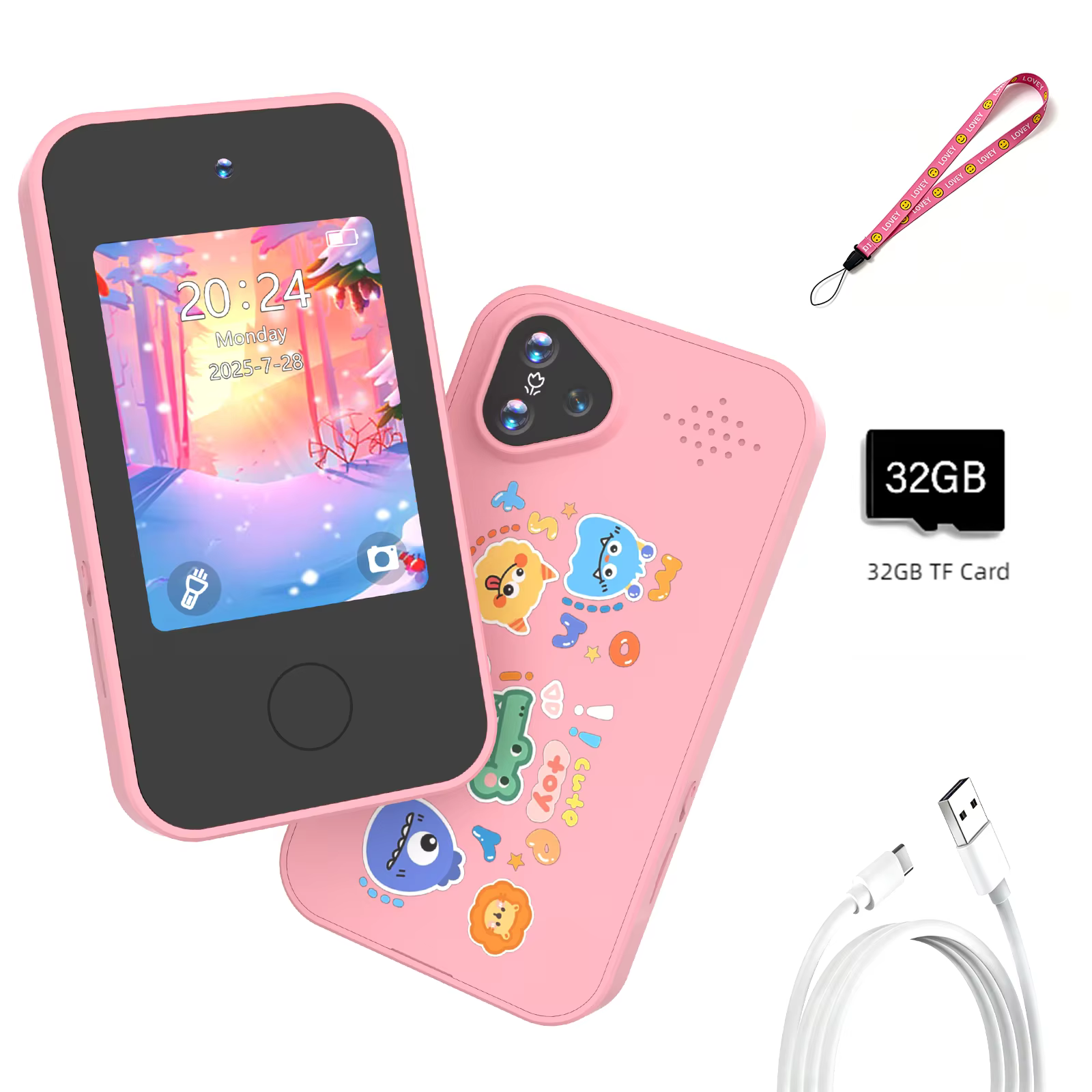 Mini smartphone intelligent pour enfants, 1080P HD, double caméra, photographie, enregistrement vidéo, lampe de poche, écran tactile, mini lecteur, jouet éducatif pour enfant