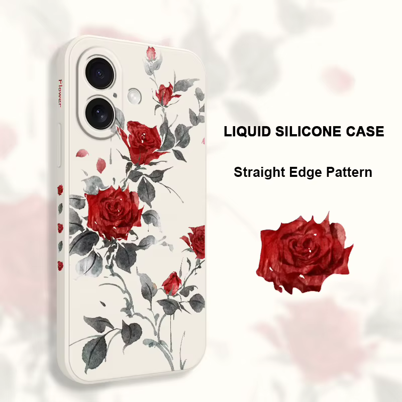 Coque de téléphone Rose gracieuse, étui en Silicone pour iPhone 17 17 Air 16 15 14 13 12 11 X XR XS Plus Pro Max Mini