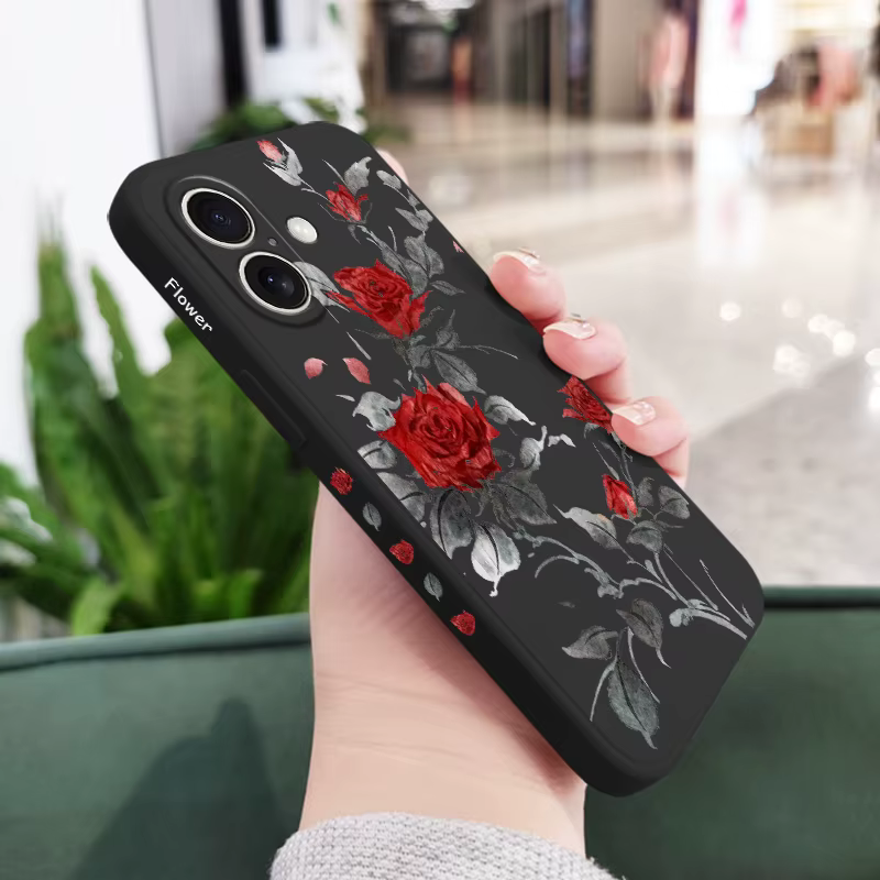Coque de téléphone Rose gracieuse, étui en Silicone pour iPhone 17 17 Air 16 15 14 13 12 11 X XR XS Plus Pro Max Mini