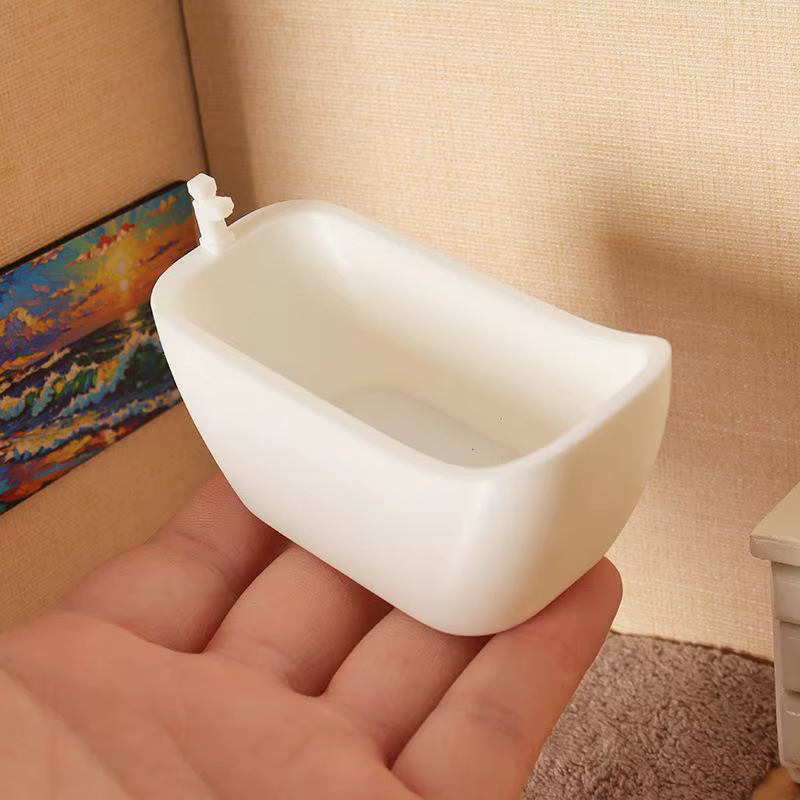 Baignoire de Simulation Miniature pour maison de poupée, avec plateau, modèle de maison de poupée, meubles de salle de bain, décoration, jouets de Simulation, 1/12