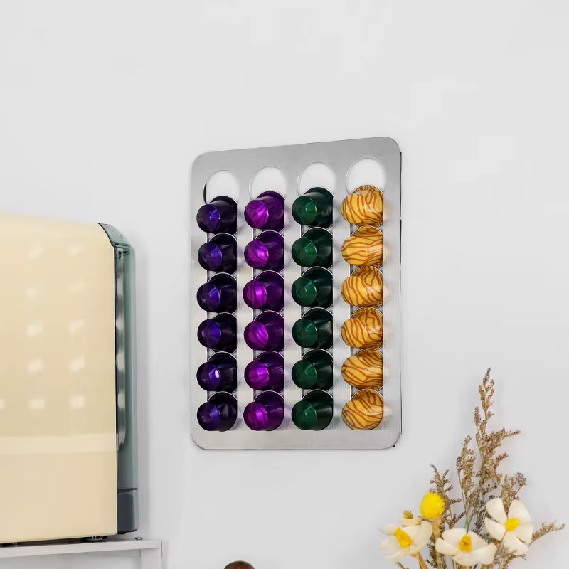 Support de capsules de café sans poinçon, présentoir de stockage de capsules de café, armoire murale, support de capsules, fournitures de café Barista