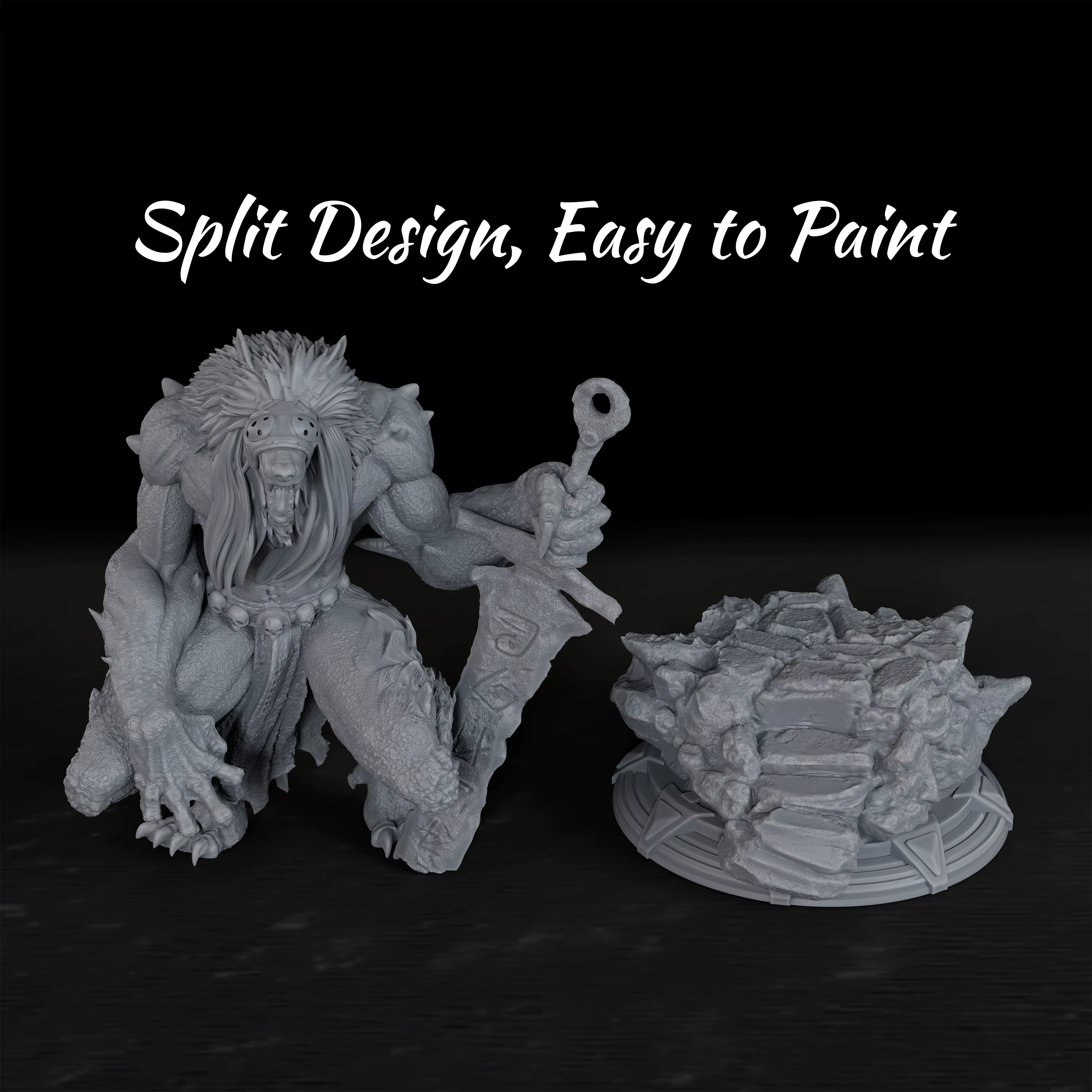 Miniature de loup-garou géant pour RPG - Modèle de fantasy sombre pour jeux de rôle sur table, aventure immersive dans les régions sauvages, idéal pour la collection