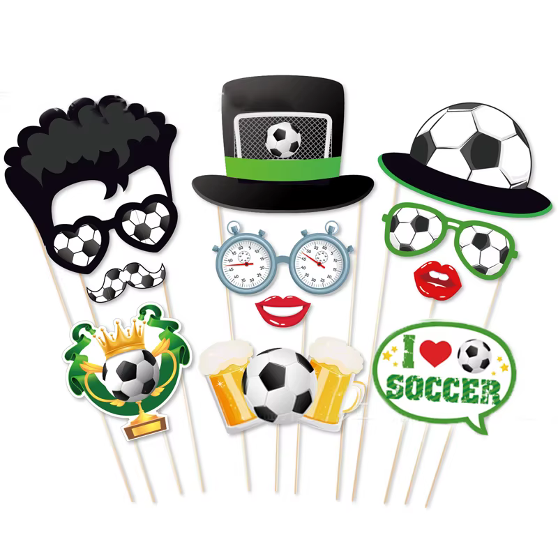 Soccer Sports Photobooth Props for Boys, Shooting Party, Theme Birthday Photo Props, Supplies, 25Pcs