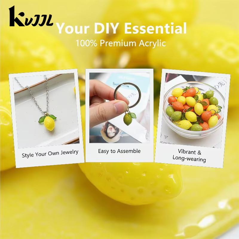 10 pendentifs citron en acrylique, breloques DIY, petites breloques citron, accessoires de bijoux faits à la main