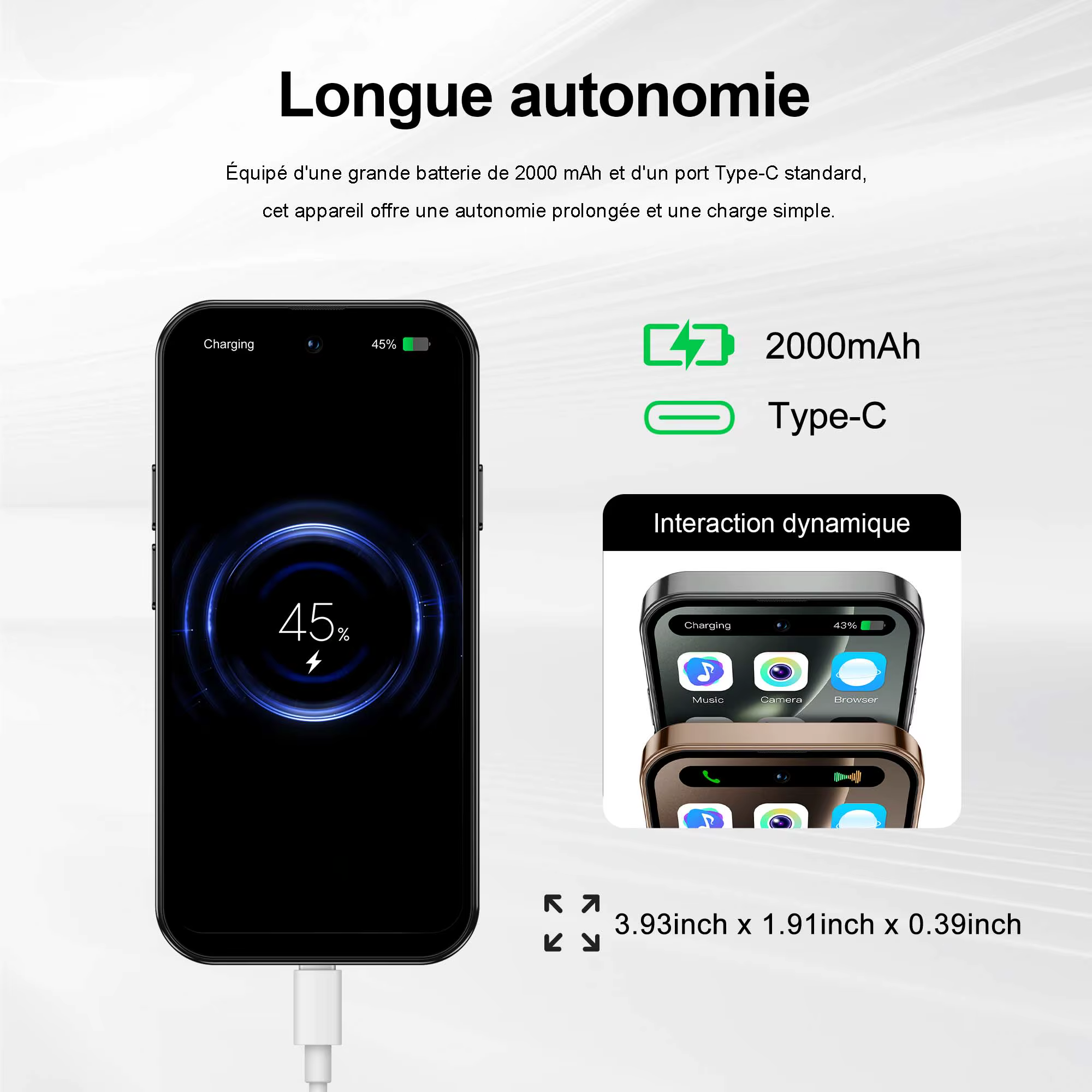 Mini smartphone SERVO S16 Mini 4.0" Android 10 3G WCDMA 2GB+16GB Double SIM Caméra HD WiFi Hotspot Play Store Téléphone de poche compact