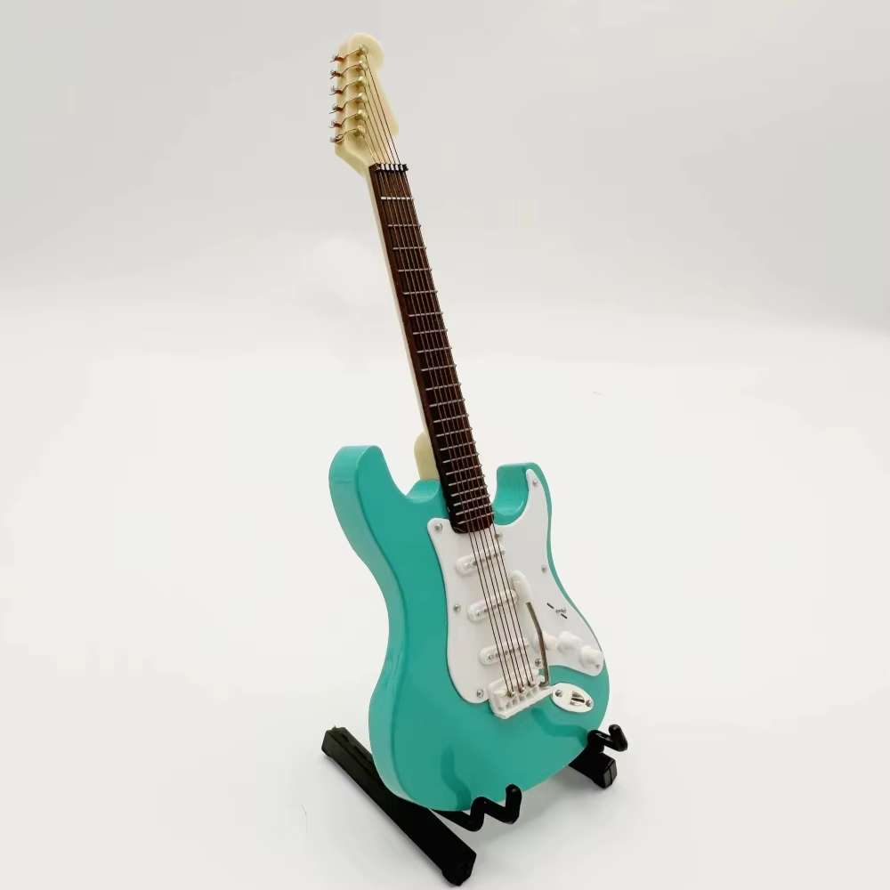 Mini guitare électrique en bois, modèle miniature, instrument de musique, décoration, cadeau pour chambre à coucher, salon 10/18