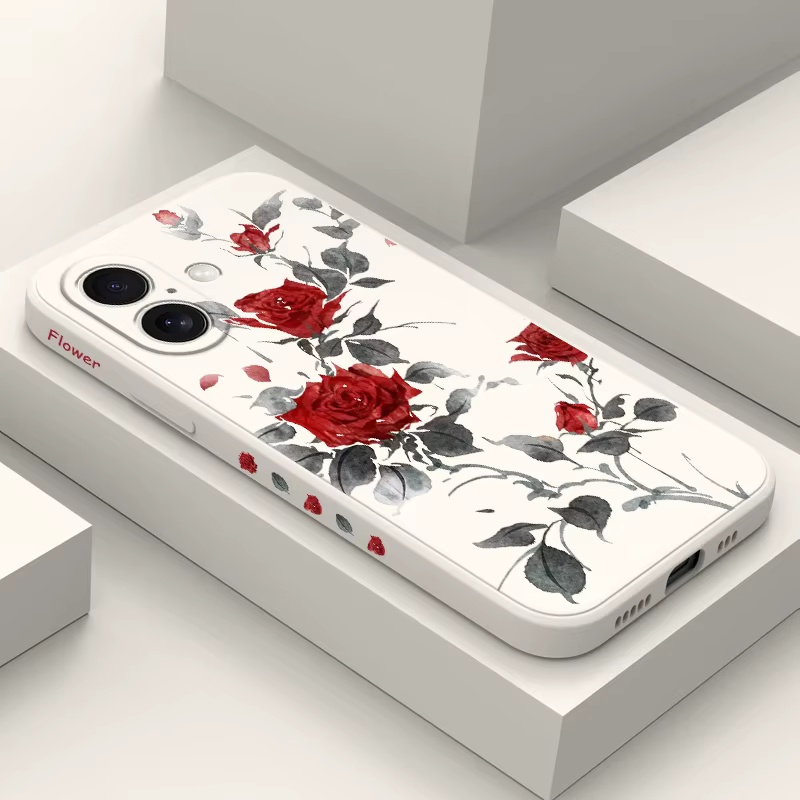 Coque de téléphone Rose gracieuse, étui en Silicone pour iPhone 17 17 Air 16 15 14 13 12 11 X XR XS Plus Pro Max Mini