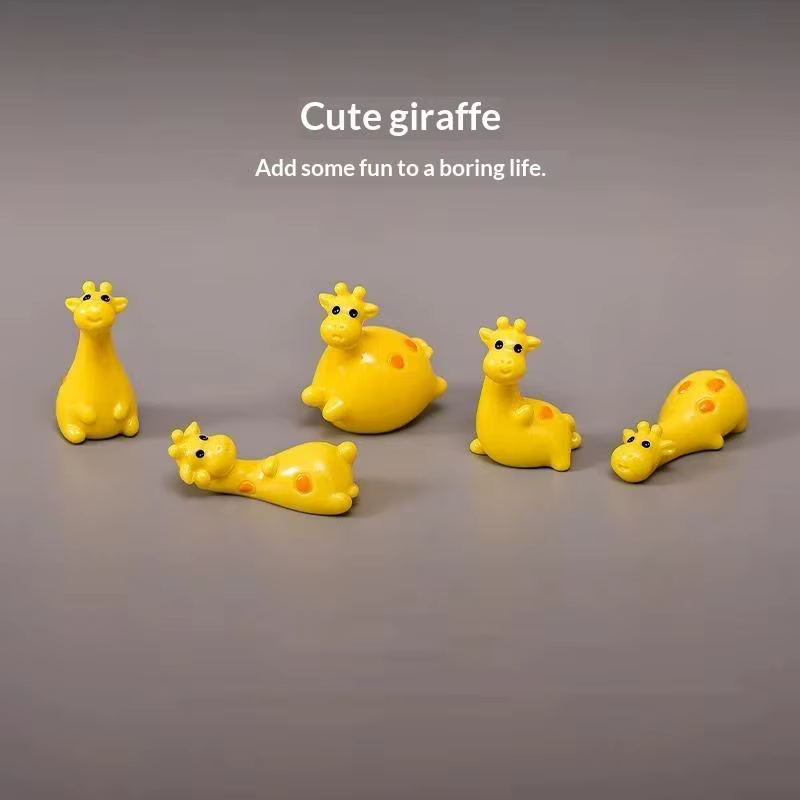 Miniatures de girafe en résine pour la décoration de jardin, de maison, figurines d'animaux de zoo, ornements de micro-paysage, accessoires