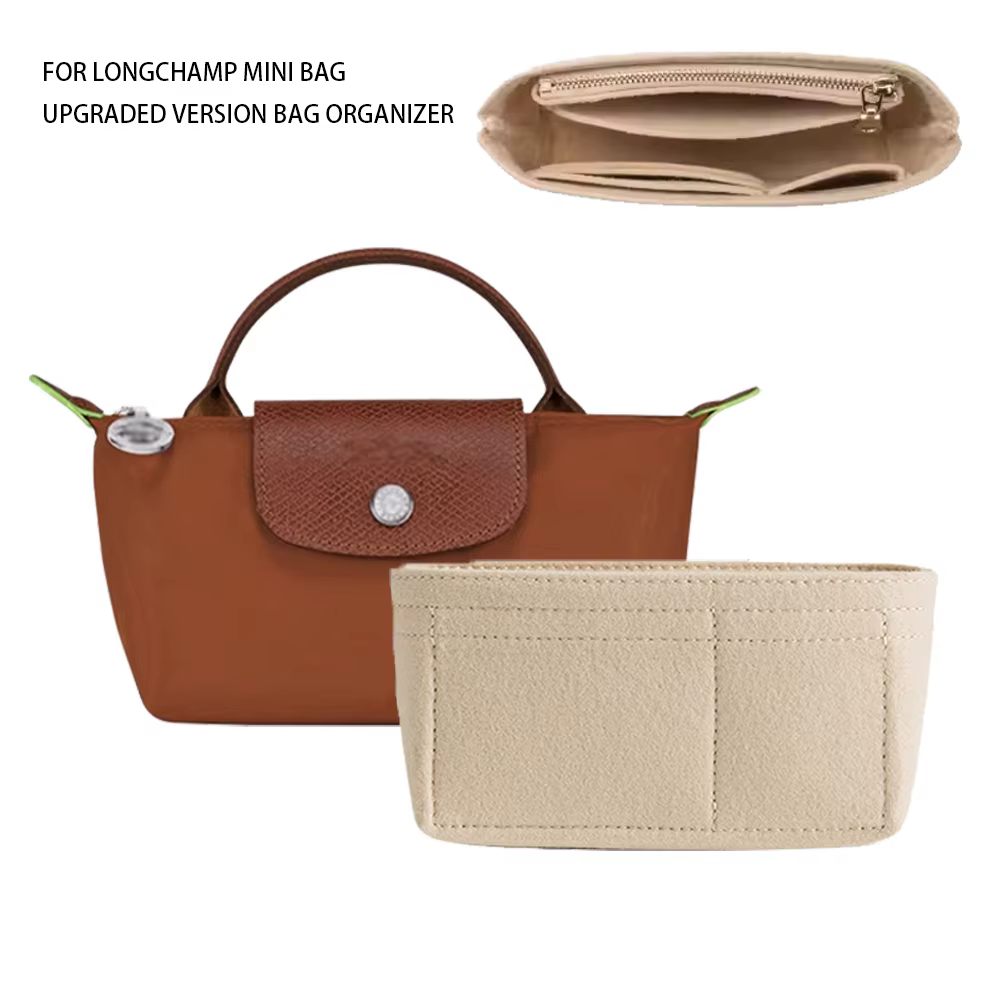 Organisateur de sac pour Longchamp, Mini sac fourre-tout, sac de maquillage, rangement et sacs intérieurs de voyage, sacs à doublure, accessoires