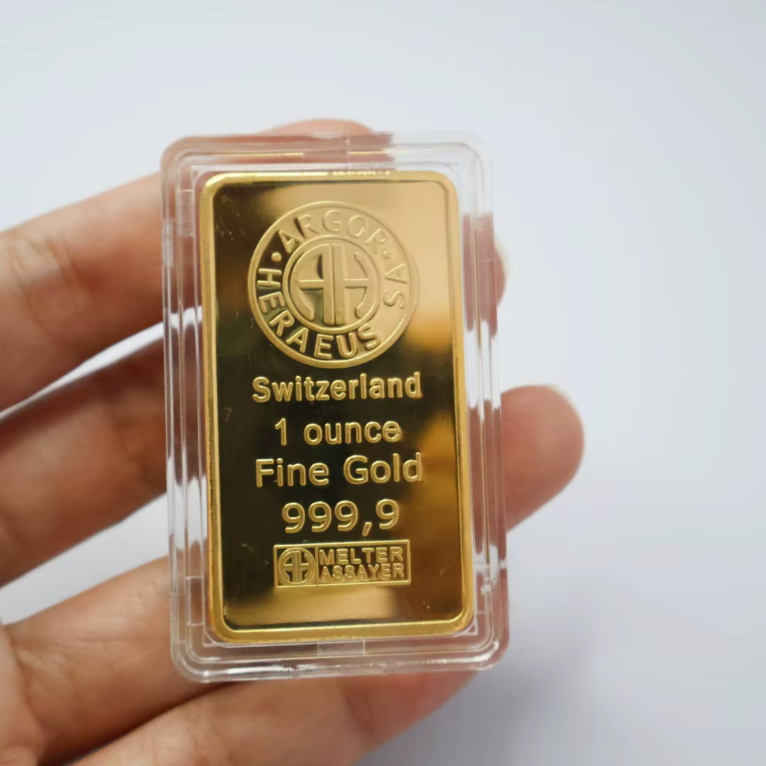 Nouvelle barre plaquée or 999,9 de style Argor, 1 oz, non magnétique, commémorative, pièce de collection, cadeau