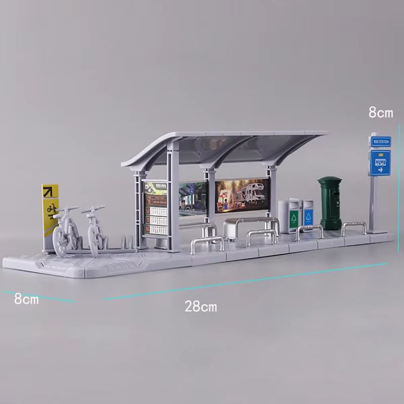 Modèle de plateforme de bus miniature à assembler, blocs de construction en plastique, jouets pour scènes de ville DIY/maquette de table de sable/cadeau, 1 pièce