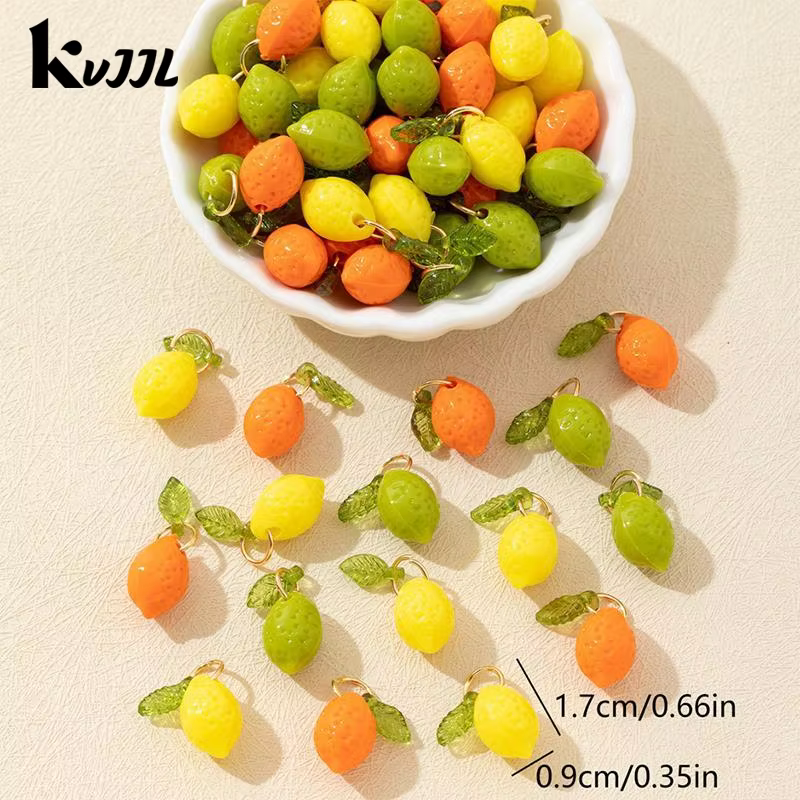 10 pendentifs citron en acrylique, breloques DIY, petites breloques citron, accessoires de bijoux faits à la main