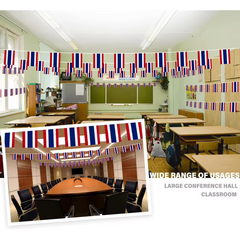 Bannière de fanion de drapeau de ficelle de thaïlande de drapeau de 5M/20, petit bannière de banderole de mini drapeaux thaïlandais, décoration de pays national pour l'école