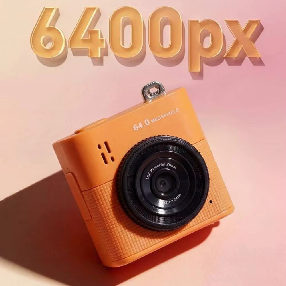 Mini caméra à poignée 64MP, caméra d'action pour étudiants, zoom numérique 16x, caméra numérique, écran IPS 1,4 pouces, enregistreur vidéo portable, caméscope