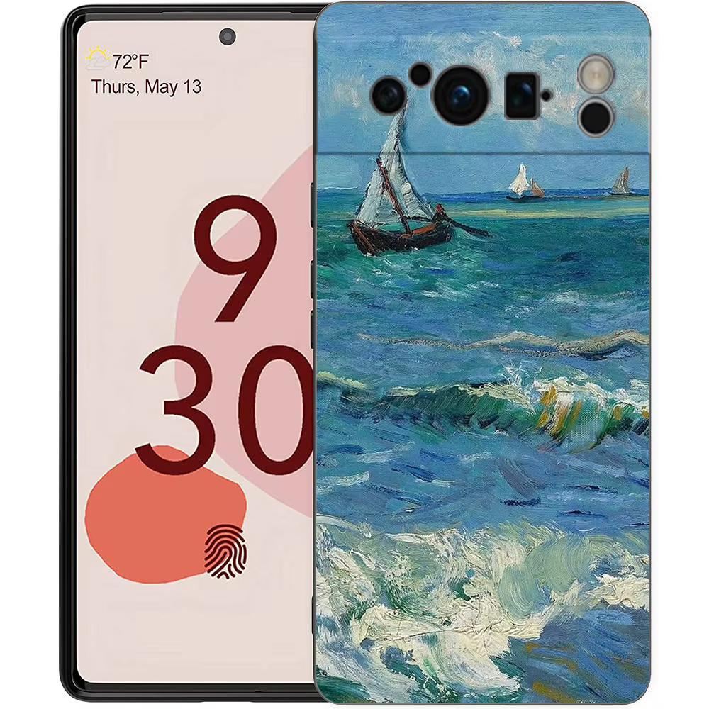 Coque de téléphone en TPU souple avec motif de jardin de Claude Monet pour Google Pixel 10 9 8 7 Pro 9A 8A 7A 6A 6 Pro XL, coque noire