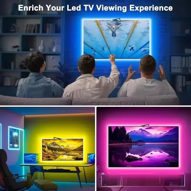Ambilight pour téléviseur 5V USB RGBIC, éclairage LED intelligent pour téléviseur de 55 à 75 pouces, rétroéclairage d'écran synchronisé avec la caméra