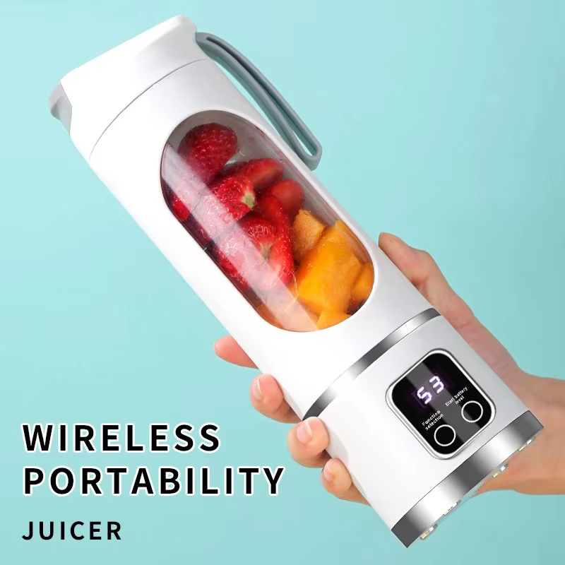 Mini-presse-agrumes électrique 2025 avec moteur puissant, grande capacité 450 ml, affichage numérique, glace pilée, tasse à jus rechargeable pour la maison