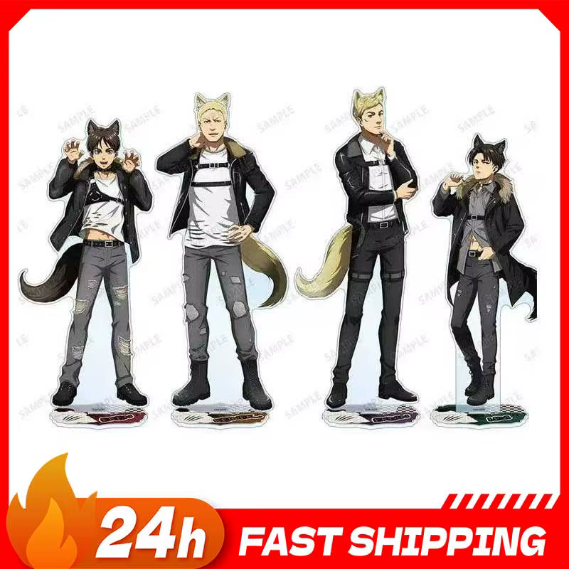 10 cm Mini Attacking Giants Wolf Man Ver. Support en acrylique Levi Wolf, plaque sur pied, figurine Erwin, ornements en acrylique, jouets Eren, cadeaux
