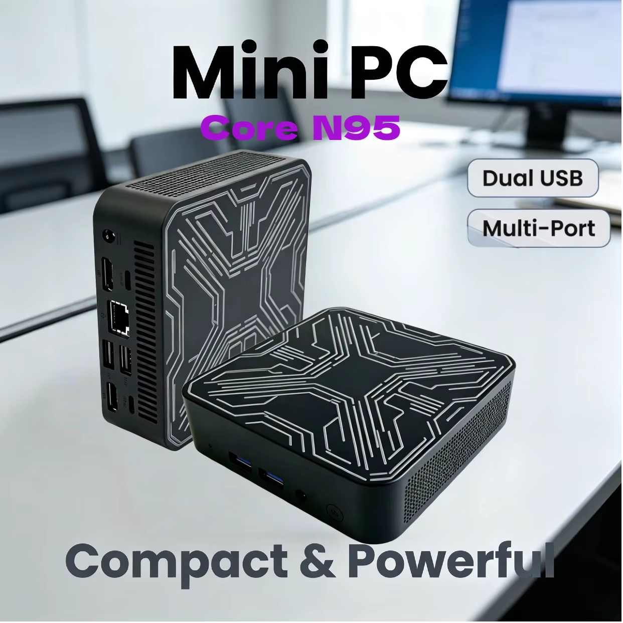 Nouveau mini PC portable Intel Core N95, mini ordinateur gamer, 16 Go de RAM, 512 Go/1 To SSD, Ethernet 1000M, PC de jeu de bureau