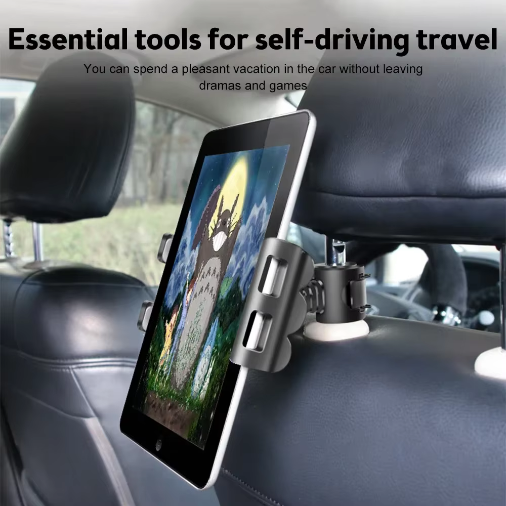 Support de tablette de voiture réglable pour siège arrière de voiture, support iPad, support de téléphone portable, clip de support, auto, voyage en voiture, accessoire pour enfants, repos au sauna