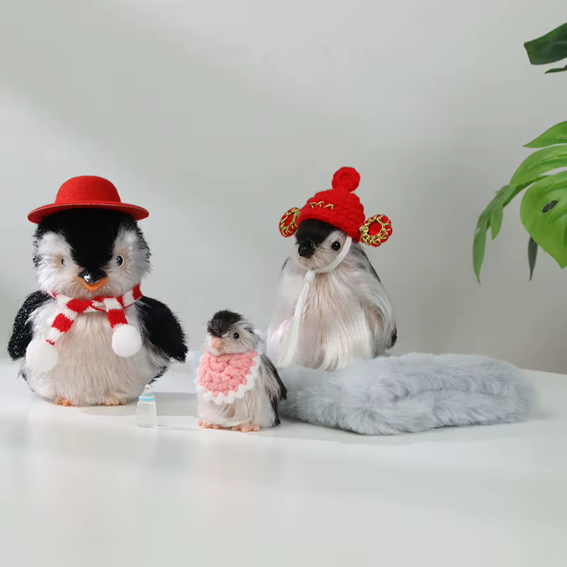 Mini Silicone Animal pingouin Reborn poupée Squishy réaliste mignon pingouin famille nouveau-né poupée drôle jouer maison jouet Collection cadeaux