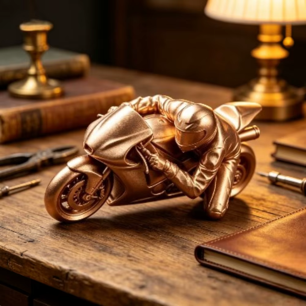 Figurine de motard de moto de course miniature cool, imprimée en 3D, ornement de bureau, décoration de bureau de jeu de course de moto, décoration d'étagère, modèle DIY, cadeaux