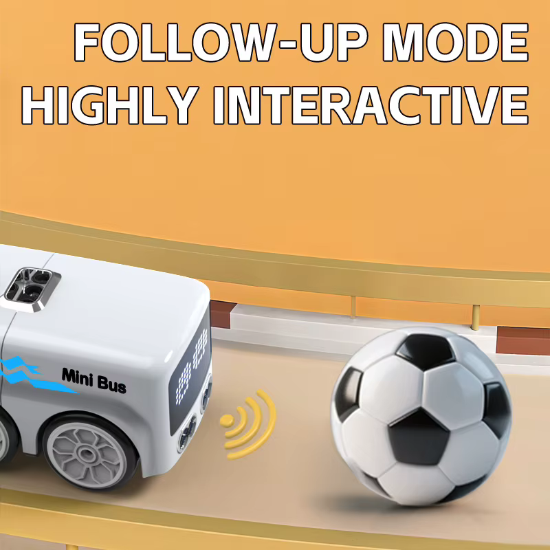 Mini Bus Intelligent RC pour Enfants, Contrôle à Distance, Détection de Geste, Voiture à Induction, Animation, Expressions Automatiques Amusantes, Jouet