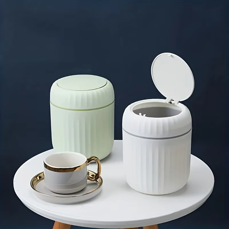 Mini poubelle de bureau avec couvercle, poubelle, organisateur de chambre à coucher, bureau, boîte de rangement en plastique Durable, fournitures pour la maison