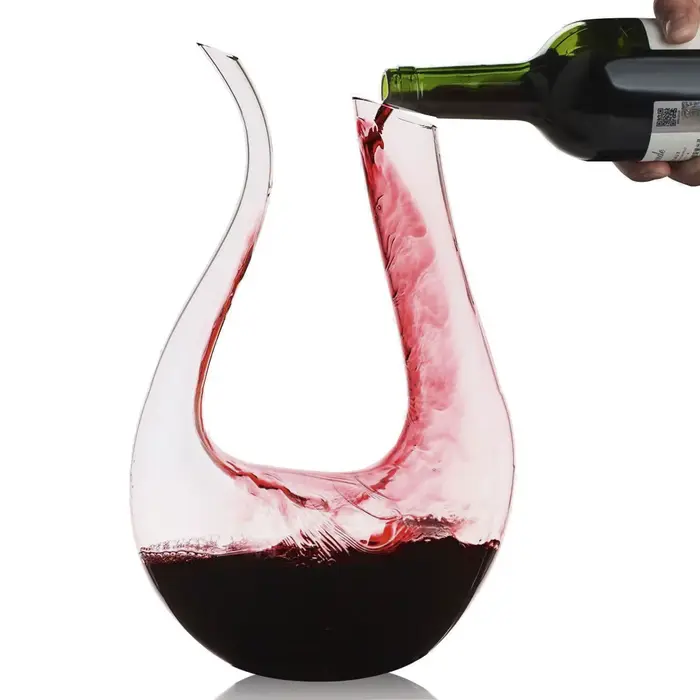 Décanteur de bouteille de vin en forme de U, 100% sans plomb, verre en cristal, bouteille de vin rou