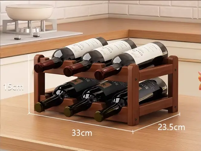 Casier à vin épais et robuste en bois de bambou bordeaux haut de gamme, support de rangement pour la