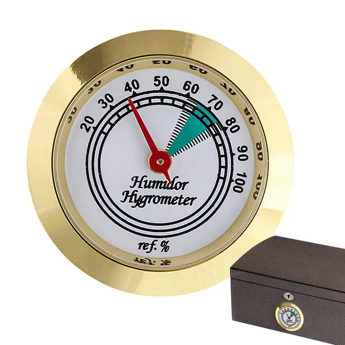 Hygromètre Analogique en Laiton, Jauge d'Humidité pour Cigares, 43mm, Testeur d'Humidité Mécanique d