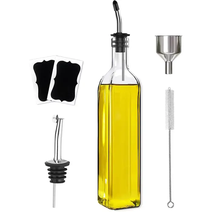 Bouteille distributrice d'huile d'olive, distributeur d'huile d'olive en verre et distributeur de vi