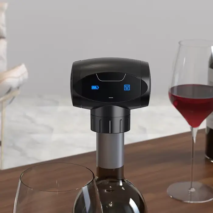 Pompe à vide électrique pour bouteilles de vin avec bouchon de conservation automatique et scellant