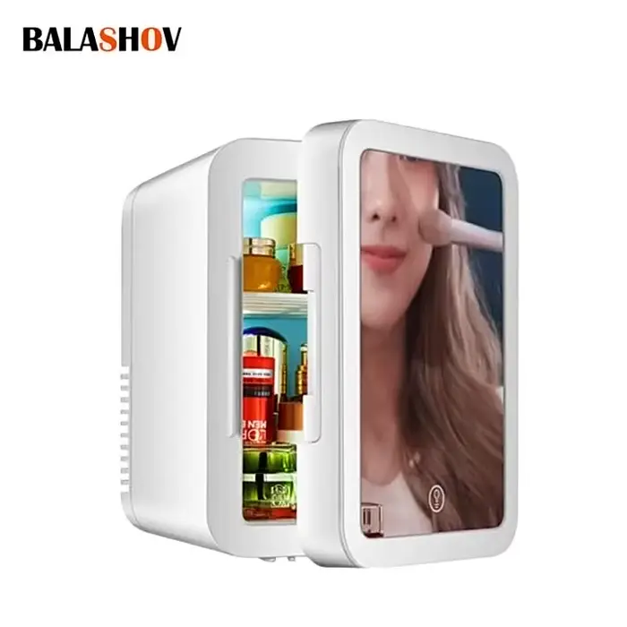 Mini réfrigérateur de maquillage 4L avec miroir lumineux LED, réfrigérateur Portable de stockage de
