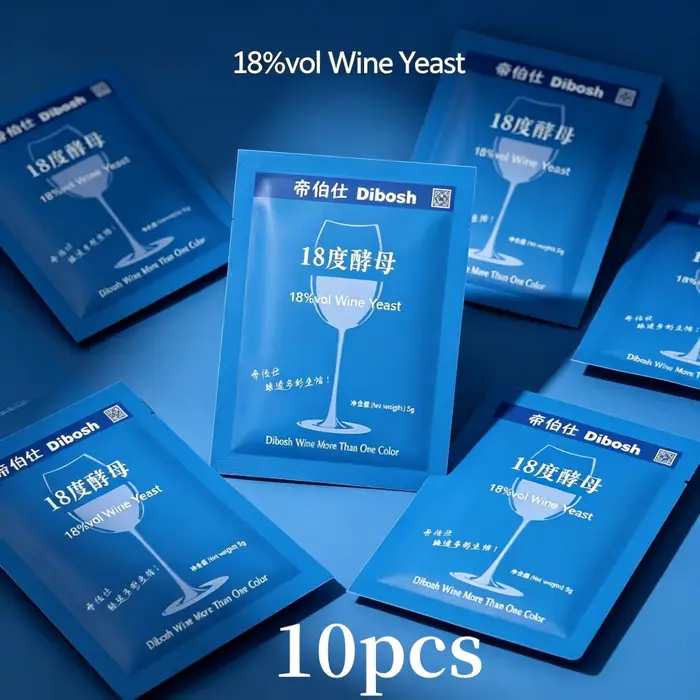 10 sacs en aluminium utilisés pour emballer 5g de levure de vin à 18%