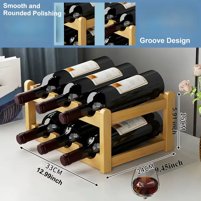 1 pièce – Présentoir à vin en bambou haut de gamme, multi-niveaux, pour comptoir, gain de place, pou