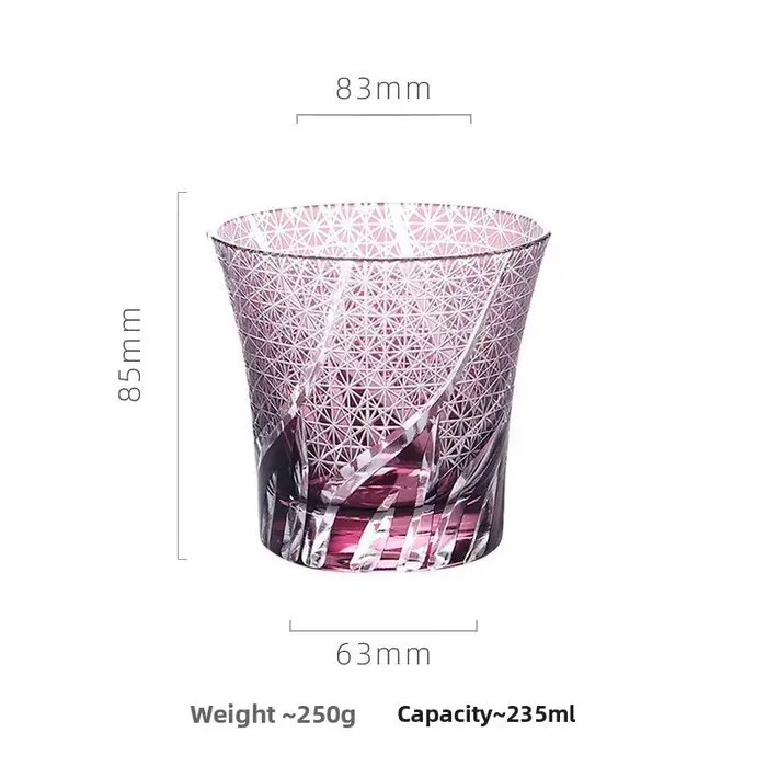 Tasse à whisky en verre de cristal Edo Kiriko sculptée à la main japonaise pour hommes, ustensiles d