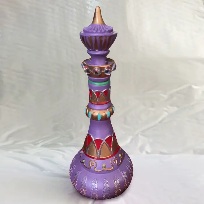 Joli décor de bouteille, bouteille de Jeannie de la deuxième saison, bouteille violette miroir, 1 pi