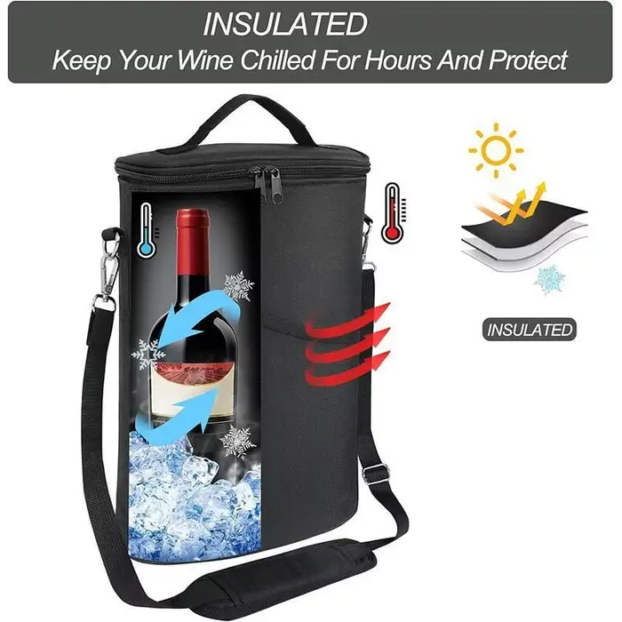Sac isotherme souple pour bouteille de vin, sac de transport thermique pour le vin, accessoires pour