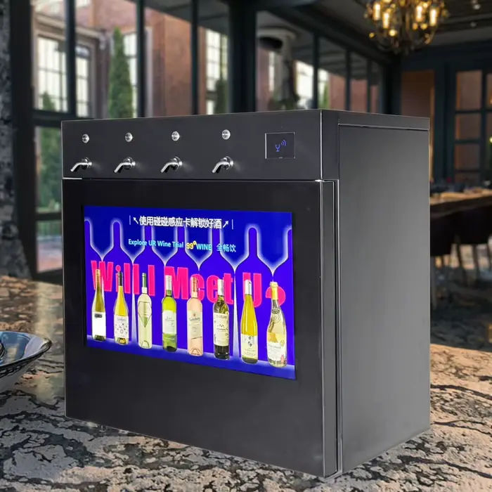 Refroidisseur à vin en acier inoxydable commercial, distributeur de vin pour hôtel, 4 bouteilles