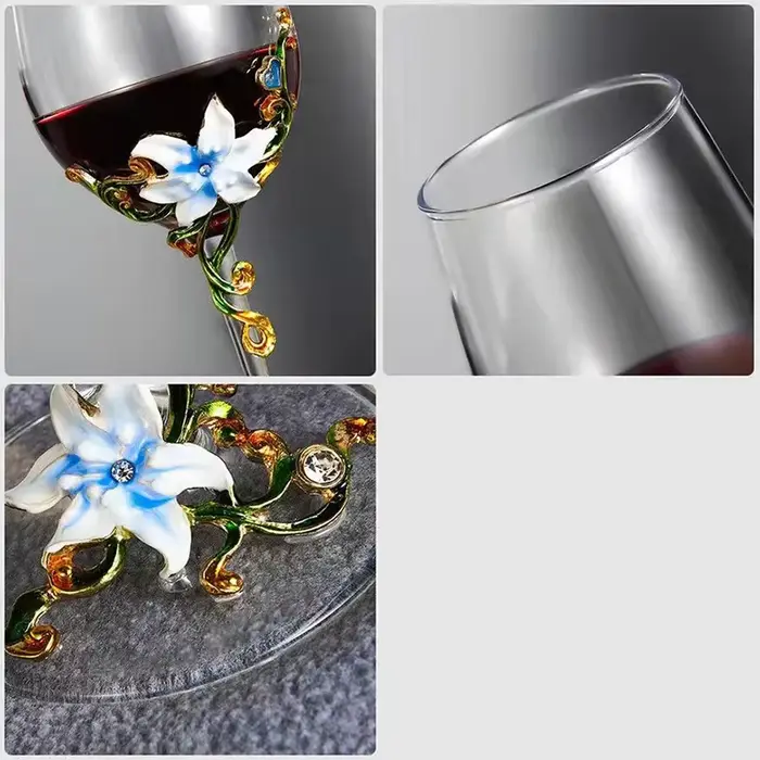 Ensemble de verres à Champagne et à vin en cristal émaillé
