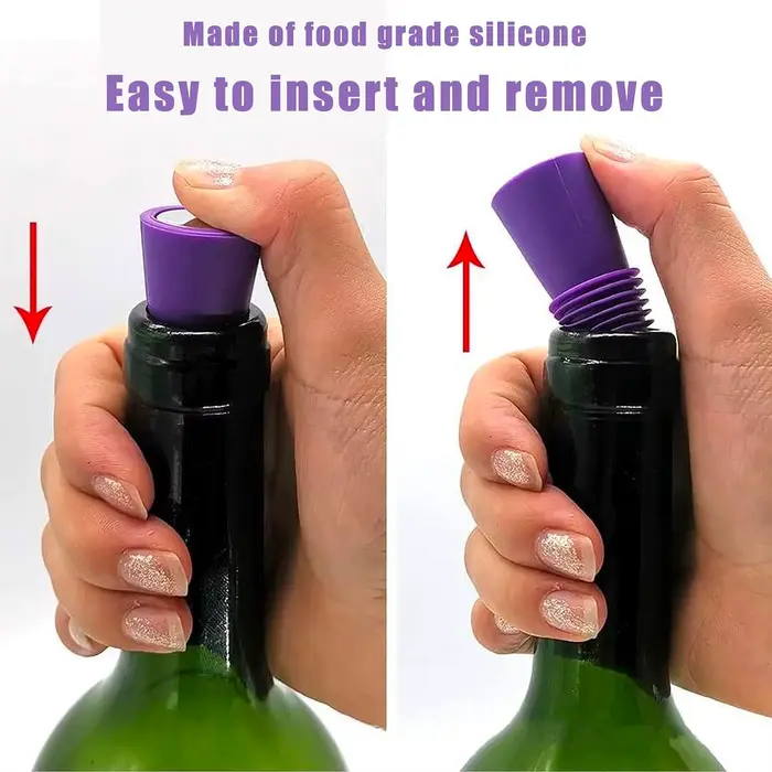 Bouchon de vin – Bouchons de bouteille de vin en silicone avec dessus de poignée