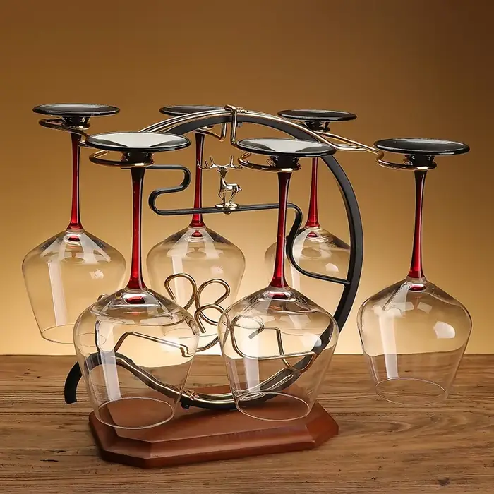 Support créatif en bois pour verres à vin