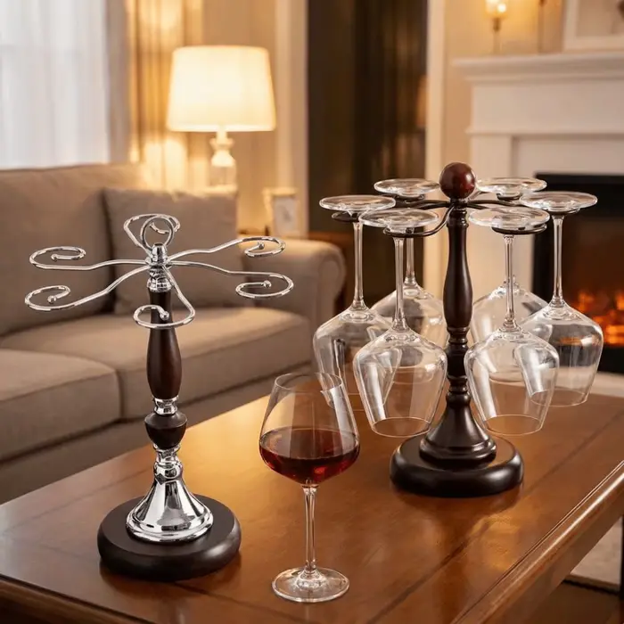 Porte-verres à vin en bois pour 6 bouteilles