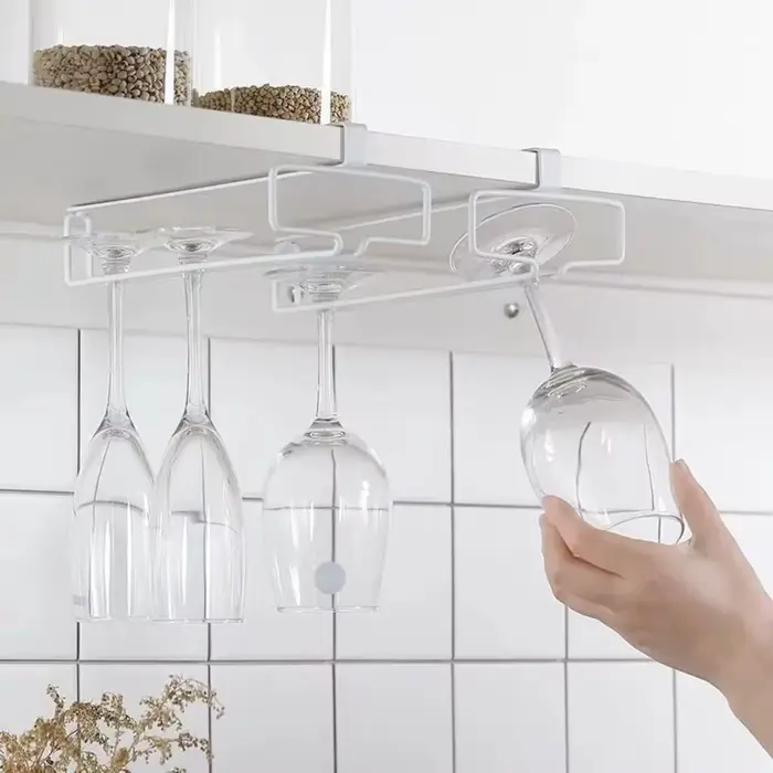 Support à vin pour verres à vin rouge - Étagère de rangement suspendue sans perçage avec égouttoir inversé pour la maison et la cuisine