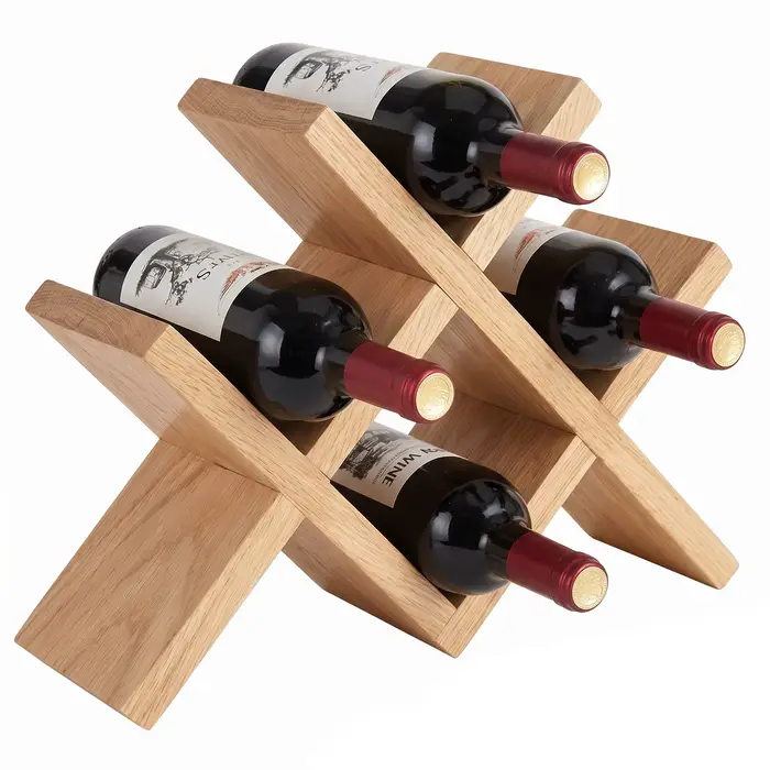Porte-vin en bois pour 4 bouteilles - Style rustique campagnard