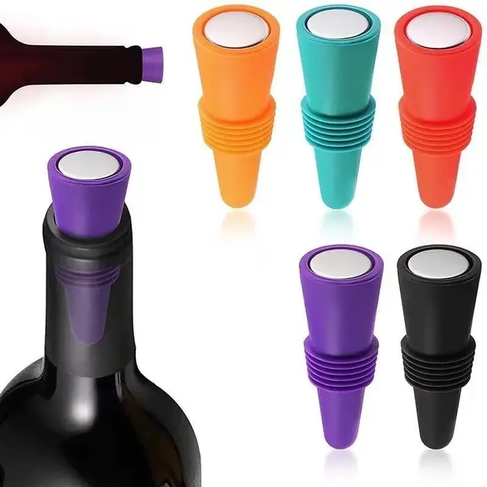 Bouchon de vin – Bouchons de bouteille de vin en silicone avec dessus de poignée